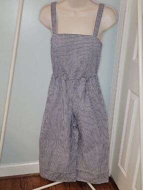Speechless Chambray Navy and White Striped Jumpsuit Size XS